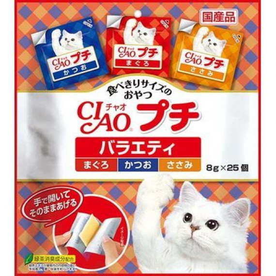 Ciao (INABA) - Party【吞拿魚味,鰹魚，雞肉片】（8g x 25ps) 200g
