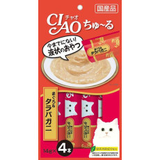 Ciao 貓貓零食肉泥條【吞拿魚、雪場蟹醬)】（14g X 4ps) 56g