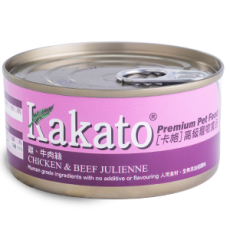 KAKATO 卡格 -【雞、牛肉絲】 (貓狗食用) 罐頭 70g