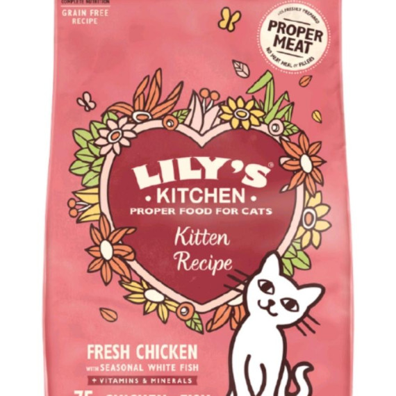 Lilys Kitchen 【Kitten Recipt-Fresh Chicken】幼貓專用糧 - 無穀物鮮雞餐 - 雞肉、雞肝、白魚 800g