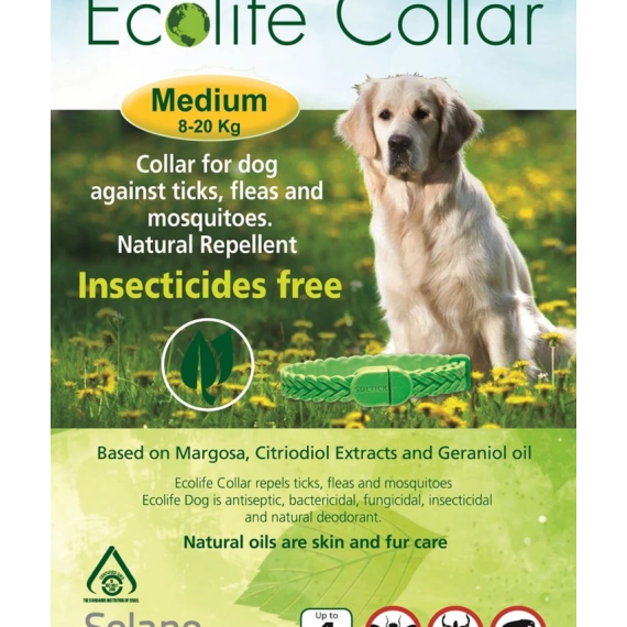Solano - Ecolife Collar 純天然犬用驅蚤頸帶【S <8kg 36.5cm, M 8-20kg 49cm, L >20kg 64cm】