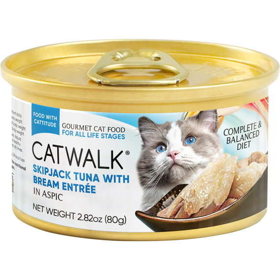 CATWALK 貓主食罐頭【鰹吞拿魚+鯛魚】 80g (藍)