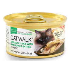 CATWALK 貓主食罐頭【鰹吞拿魚+鯷魚】80g (綠)