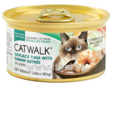 CATWALK 貓主食罐頭【鰹吞拿魚+海蝦】80g (墨綠)