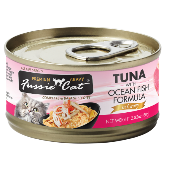 Fussie Cat 【黑鑽肉汁罐】優質金槍魚配海魚肉汁 (80g)